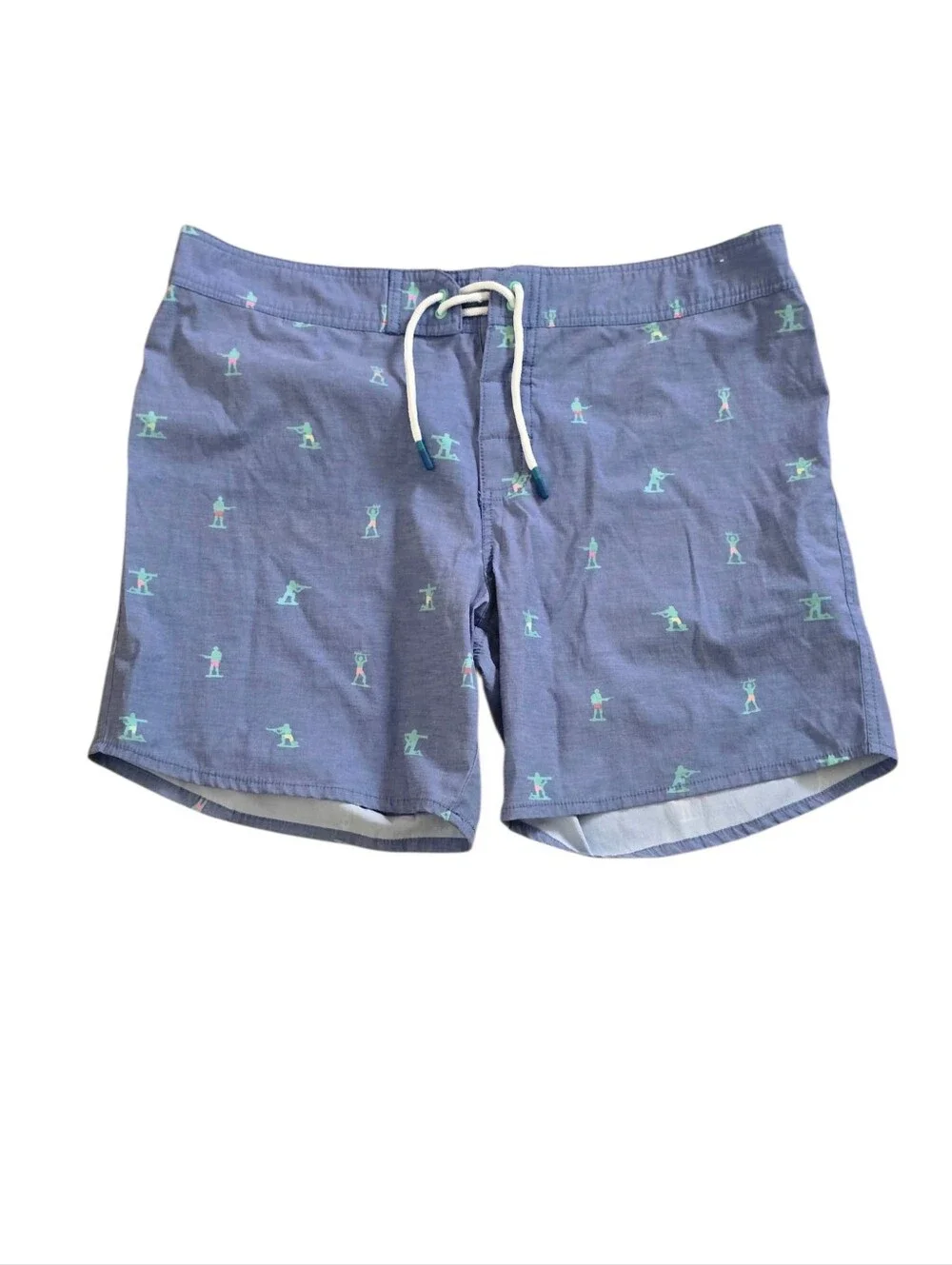 chubbies Light Blue Swim Shorts with Mint Surfer Motif Size 36